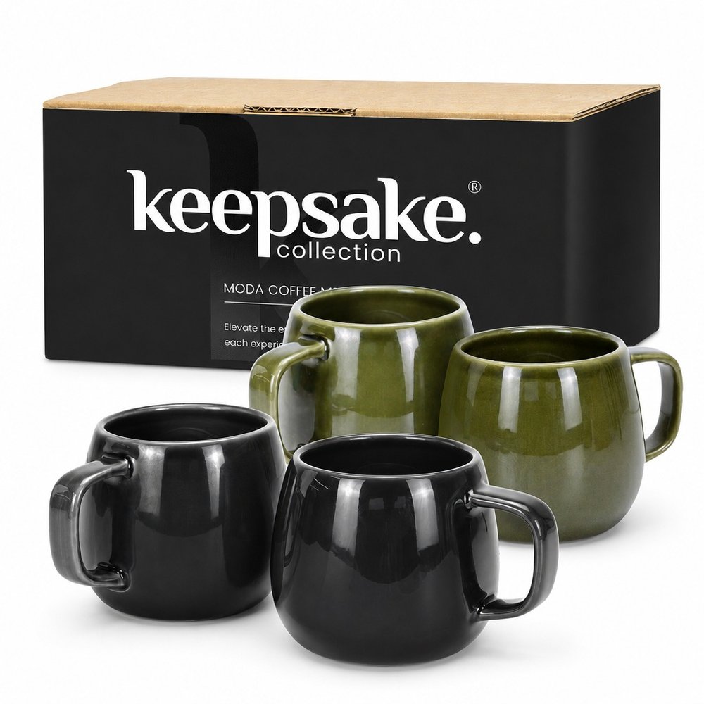 Moda Ceramic Coffee Mug Duo, Pottery-Glazed