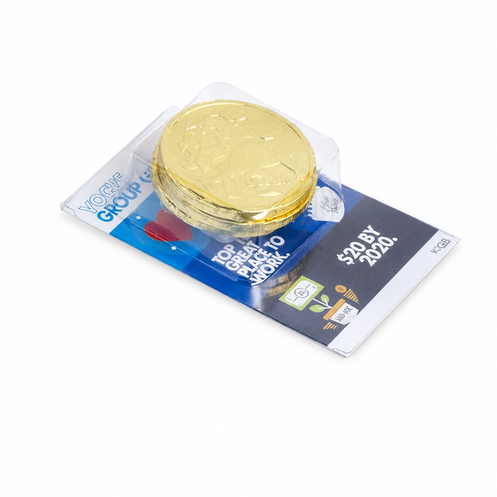 Chocolate Coins in Business Card Holder