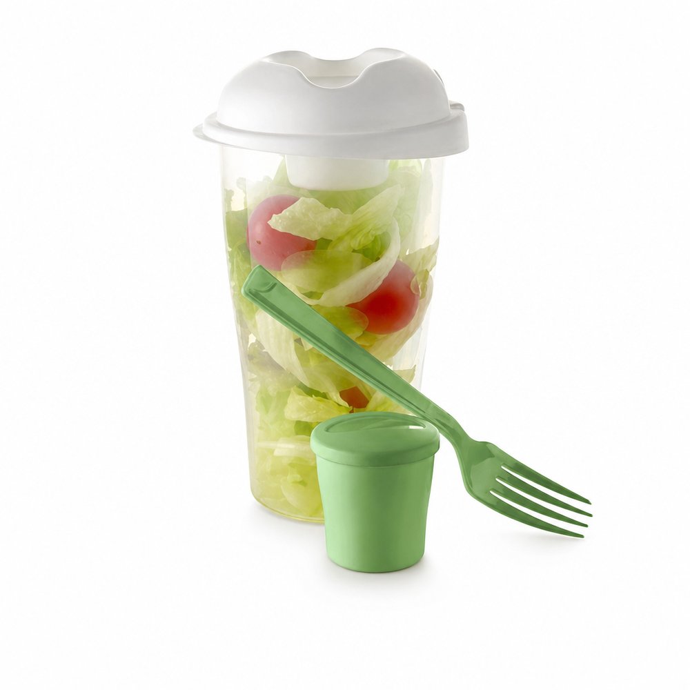 Salad Shaker Cup with Fork & Dressing Pot, 900ml