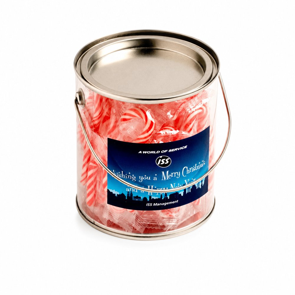 Candy Cane Filled Tins — Branded Christmas Lollies