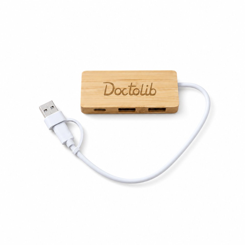 Bamboo USB Hub with Three Ports