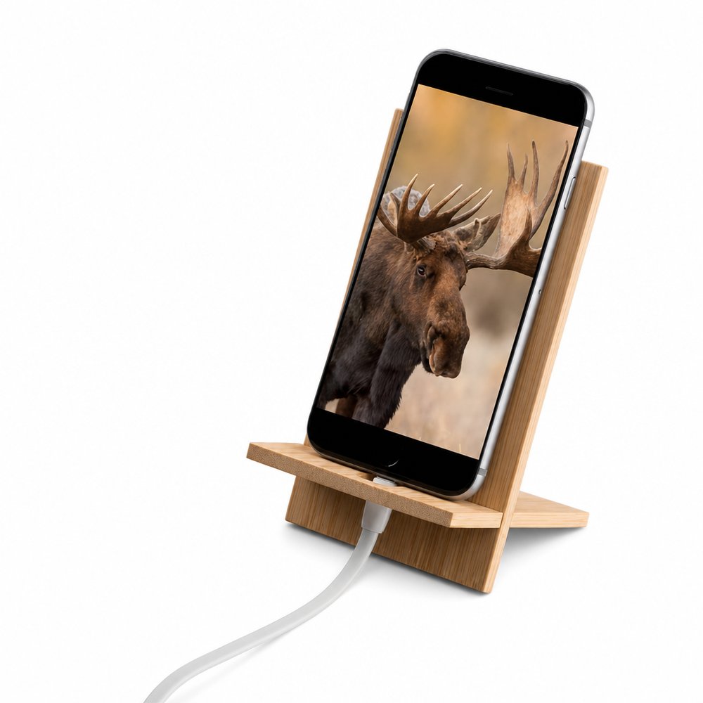 Bamboo Phone Holder for Desktop & Meetings