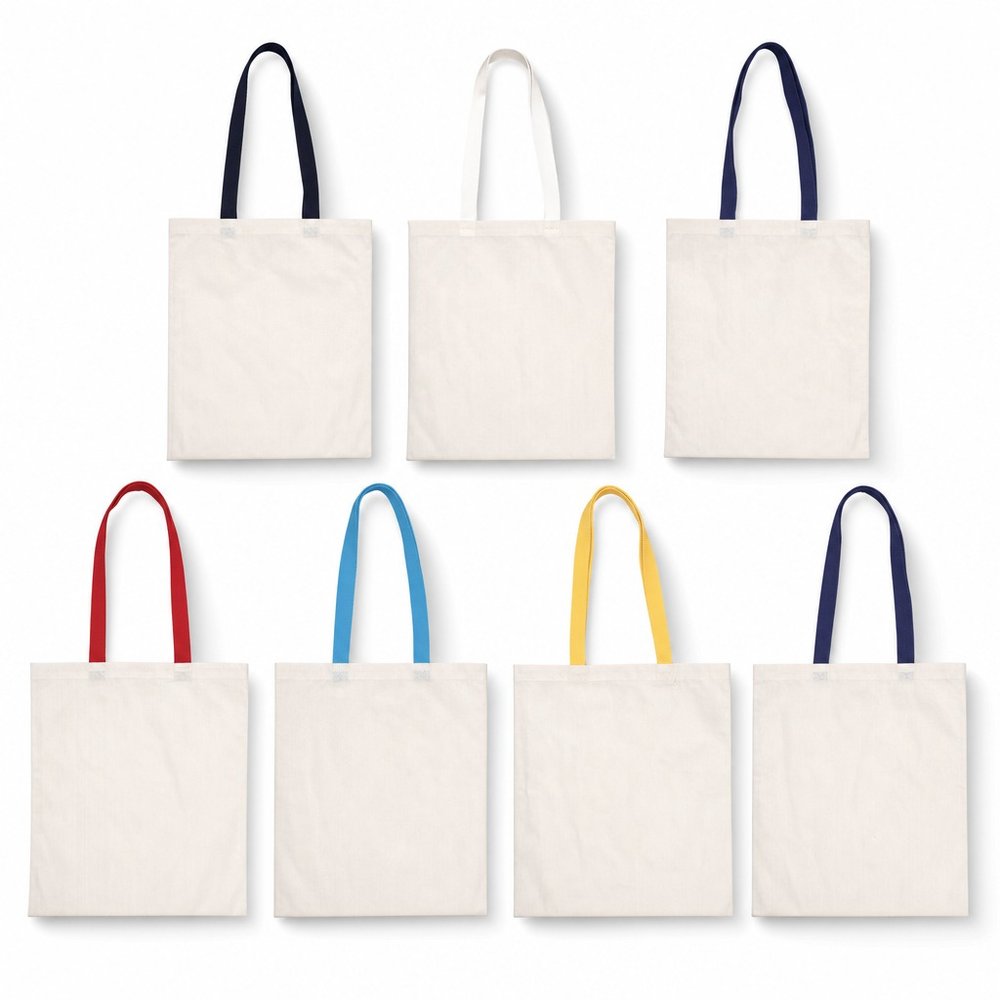 Accent Cotton Tote with Colour-Pop Handles