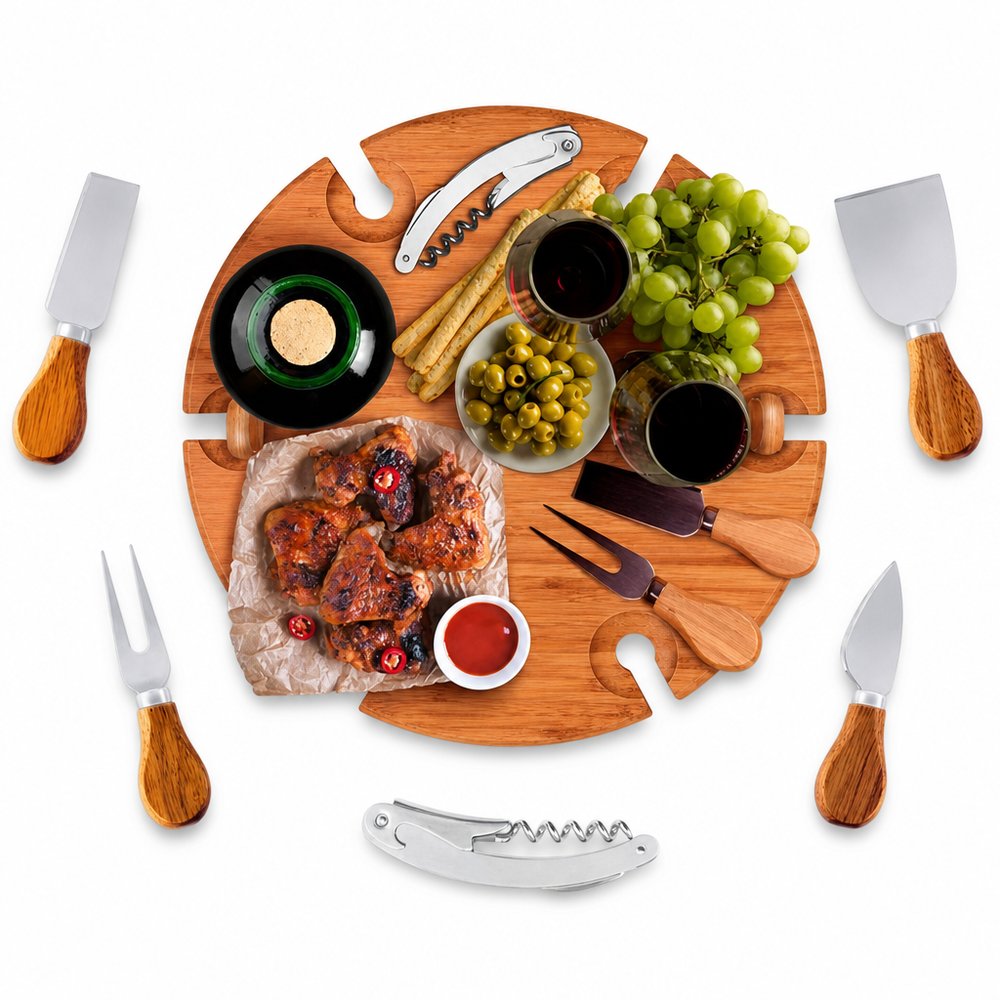 Bamzuki Bamboo Wine & Cheese Party Table