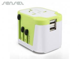 Promotional World Dual USB Travel Adapters
