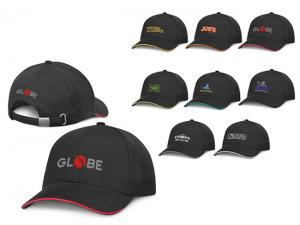 Promotional Black Sports Caps With Colorful Trim