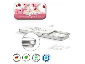 Promotional Flat Mint Boxes With Doming Label