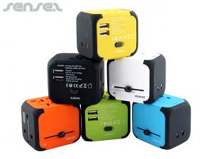Promotional Coloured USB International Travel Adapters