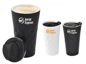 Promotional Latte Double Wall Ceramic Coffee Cups (350ml)