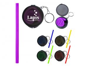 Promotional Travel Silicon Straws With Keyring Pouches