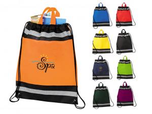 Promotional Reflector Drawstring Backpacks