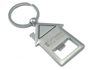 Promotional House Shaped Metal Keyrings With Bottle Opener