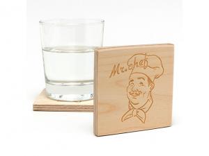 Promotional Engraved Chunky Plywood Coasters - Square (9mm)
