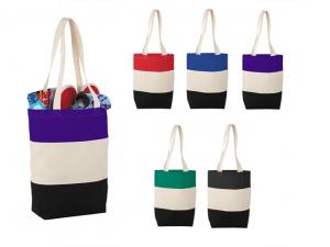 Promotional Cotton Canvas Stripe Tote Bags (8oz)