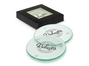 Promotional Round Clarity Glass Coaster Sets (Set of 4)