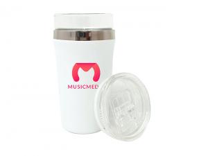 Promotional Glass Reusable Cups With Aluminium Holder (430ml)
