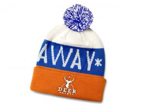 Knitted Beanies With Folded Cuff & Pompom