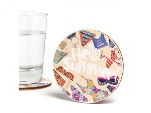Promotional Printed Chunky Plywood Coasters - Round (4mm)