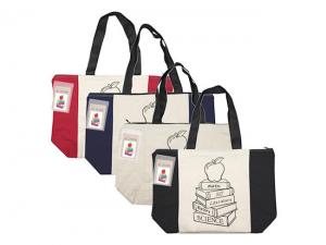 Promotional Colouring In Calico Zip Shopper Bags (305gsm)