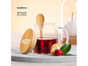 Promotional Bamboo Glass Tea Cups (420ml)