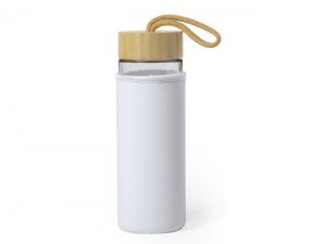 Promotional Bamboo Glass Bottles With Neoprene Sleeve (530ml)