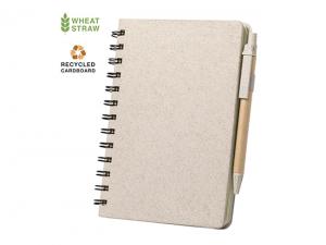 Promotional Wheat Straw Spiral Notebook & Pen Sets (A6)