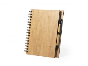 Promotional Bamboo Spiral Notebooks With Pens (A5)