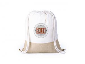 Promotional Eco Cotton Drawstring Backpacks With Jute Base (120gsm)