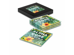 Promotional Full Colour Glass Coaster Sets (Set Of 4)