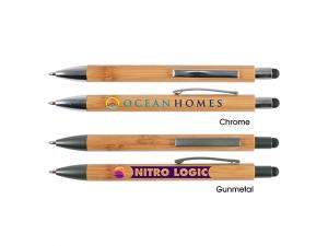 Promotional Push Button Bamboo Stylus Pens