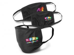 Promotional Reusable Black Cotton Face Masks (3-ply, 130gsm) - Adult & Kids Sizes