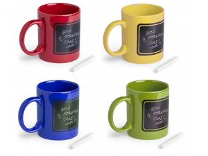 Promotional Colourful Ceramic Mugs With Blackboard Area (370ml)