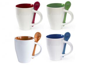 Promotional Ceramic Mugs With Spoon (350ml)