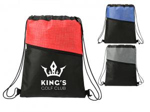 Promotional Cross Weave Zippered Drawstring Backpacks