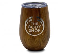 Promotional Reusable Vacuum Cups With Wooden Finish (230ml)