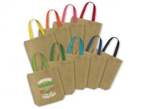 Promotional Large Jute Bags With Colourful Handles
