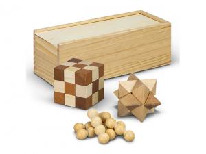 Promotional 3-In-1 Wooden Brain Teaser Sets