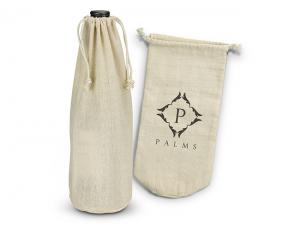 Promotional Emilia Cotton Bottle Drawstring Gift Bags (120gsm)