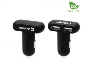 Promotional Eco Dual USB Car Chargers - Horizontal