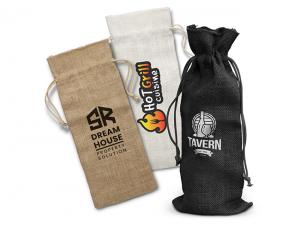 Promotional Jute Wine Drawstring Gift Bags (290gsm)