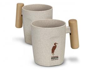 Promotional Wheat Straw Cups With Wooden Handle (480ml)