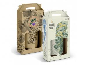 Promotional Double Wine Presentation Boxes with Carry Handle