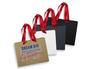 Promotional Medium Paper Ribbon Carry Bags (196mm x  248mm)