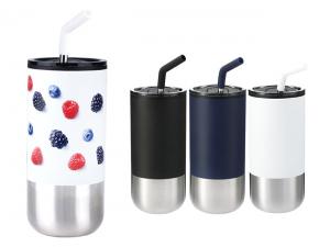 Tumblers With Stainless Steel Straw (470ml, Double-Wall)