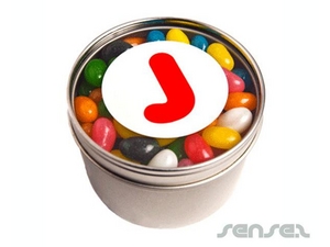 Promotional Lollie Filled Tin With Clear Lid