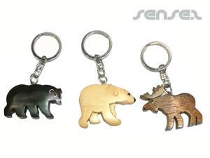 Promotional Wooden Carved Animal Keyrings